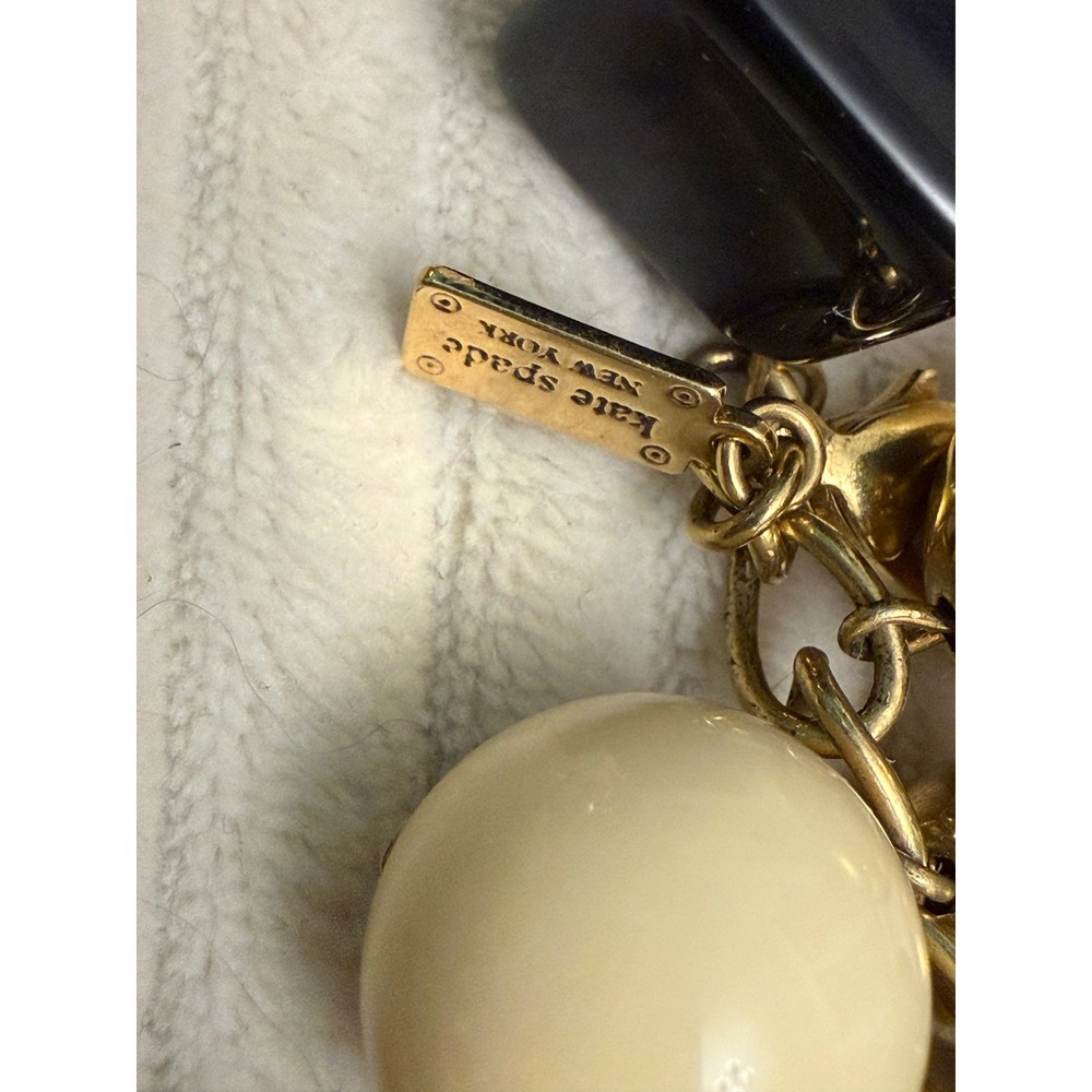 Kate Spade New York Chunky Resin Charm Bracelet Tortoise Black Cream Gold Y2K - Picture 7 of 10